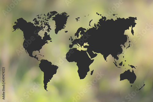 world map and defocused background