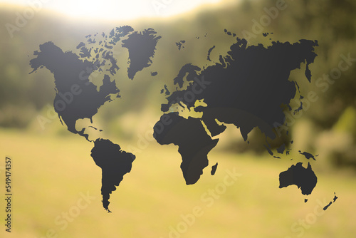 world map and defocused background