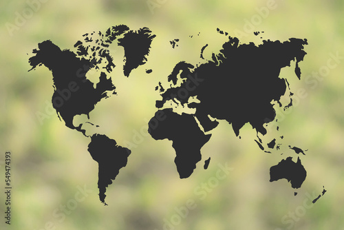 world map and defocused background
