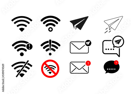  Status bar  of Mobile Device. Message alert on mobile device and smart phone. Network status bar display on mobile device.