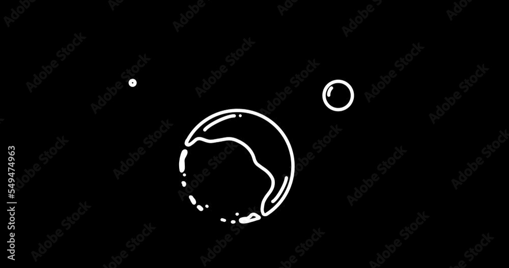 Hand-Drawn Bubble poping Animation in flat style. LOOP Animation in transparent background. Alpha channel.