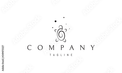 Vector logo on which an abstract image of a turtle with a spiral on its shell.