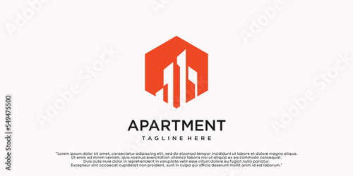 Building apartment logo design template with creative concept Premium Vector