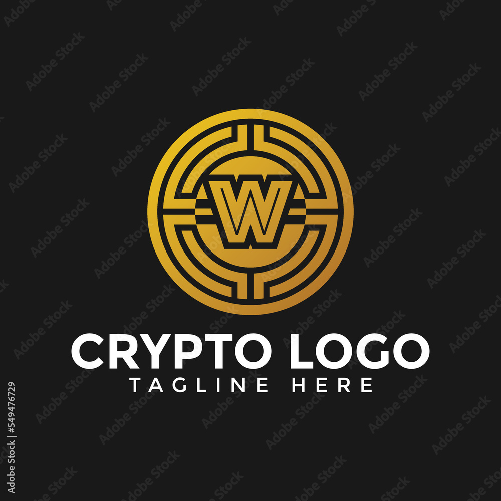 letter w crypto logo, crypto coin business logo vector.