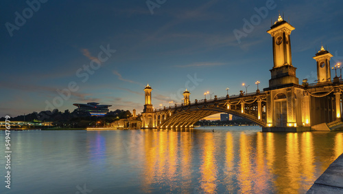 KL, MALAYSIA - Nov 18th, 2022 : image of Putrajaya International Convention Centre PICC Malaysia lake side view duuring sunset with marching clouds photo