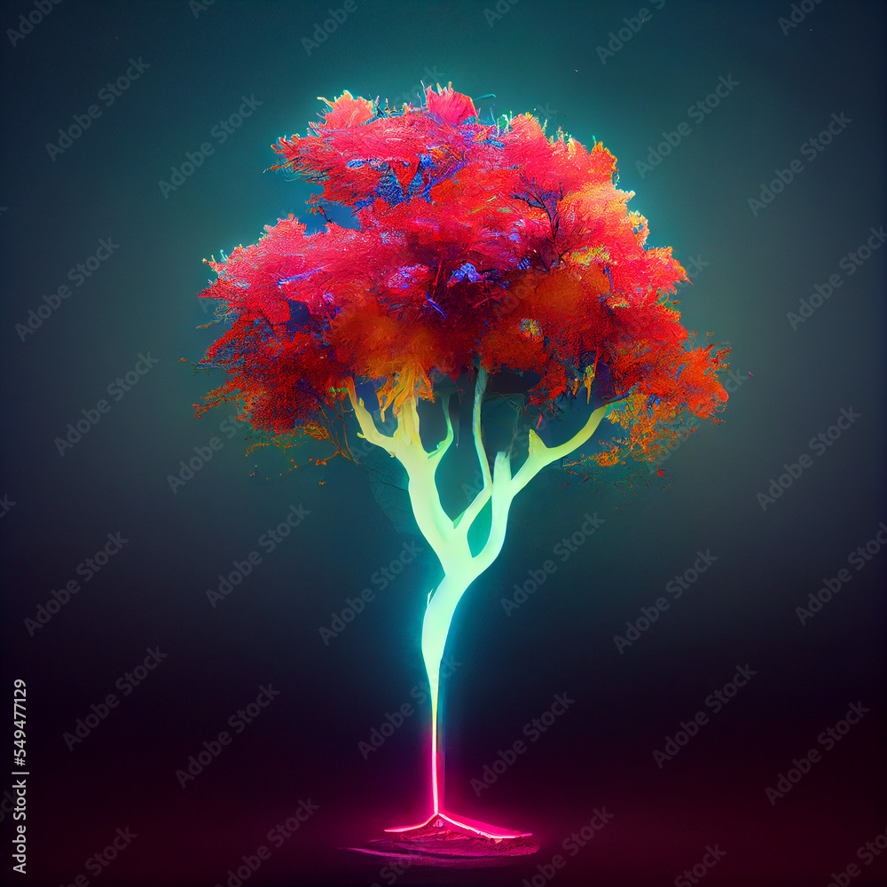 A illustration of colorful trees