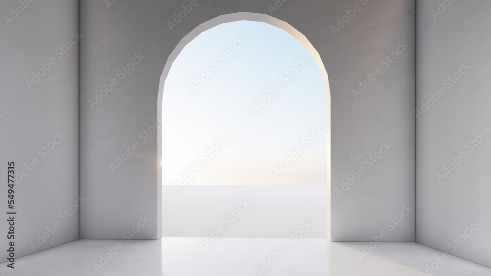 Fototapeta premium Architecture interior background empty arched pass 3d render