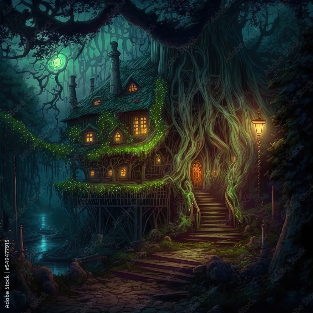 Fairytale house were gnomes, goblins, fairies, elves and other magical creatures live. 
