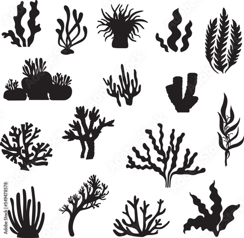 corals and seaweed silhouette clip art