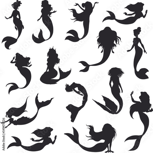 Mermaid sea animal clip art silhouette