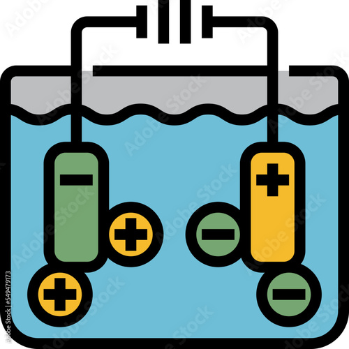 hydrogen electrolysis line filled icon