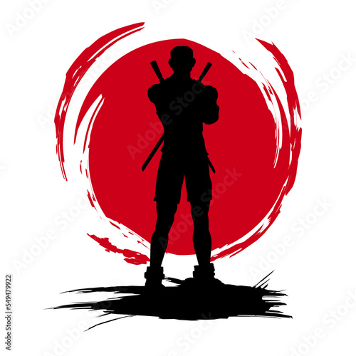 Samurai swordsman hero t-shirt colorful design. Abstract vector illustration.