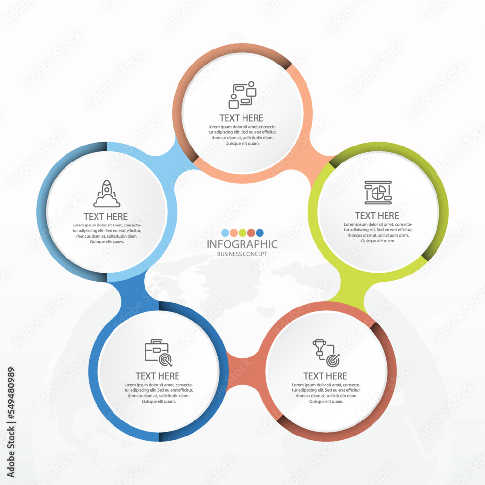 Basic circle infographic with 5 steps, process or options. Basic circle infographic with 5 steps, process or options.