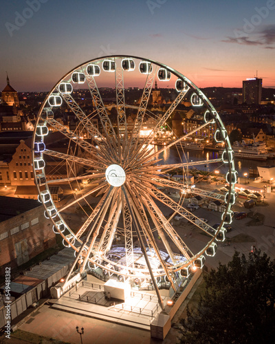 ferris wheel at night in gdansk