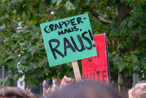 Billboard Grapperhaus Raus At The Unmute Us Demonstration At Amsterdam The Netherlands 21-8-2021 photo