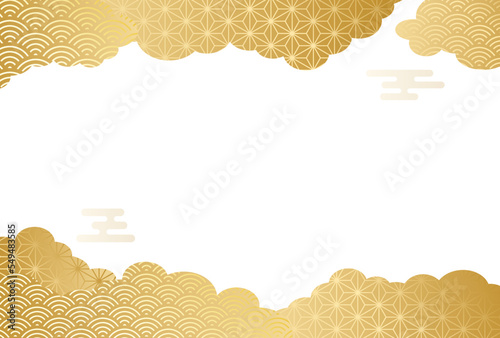 金・高級感・正月・年賀状・雲・フレーム


