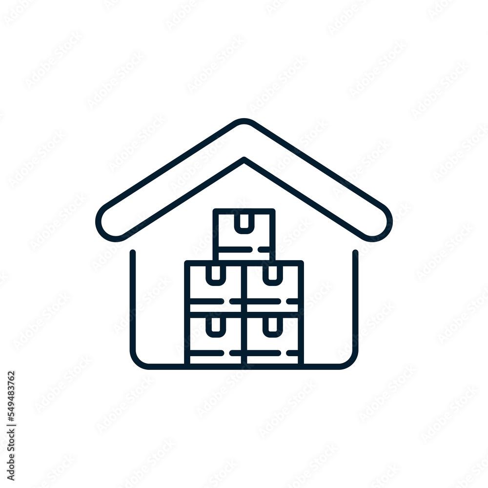Warehouse concept with products. Vector icon isolated on white background. Warehouse concept with products. Vector icon isolated on white background.