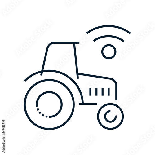 The concept of agricultural technology, agricultural technology, tractor, wi-fi. Vector icon isolated on white background.
