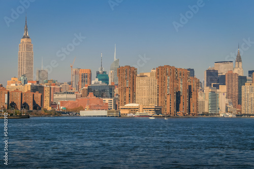 Manhattan skyline from hudson river, New York cityscape, United States