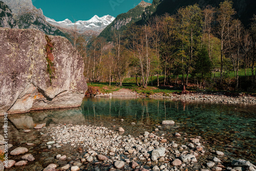 A clear autumn day in Mello's and Masino's Valley, Lombardy northern Italy Alps