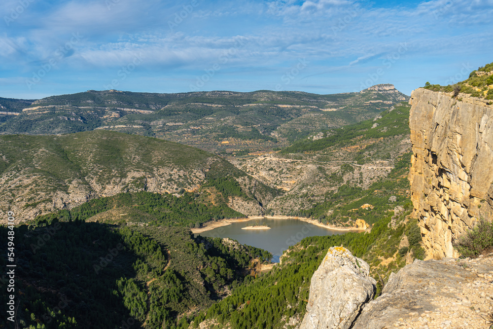Mountainous landscape, with a lake in the background. Chera (Valencia Spain).