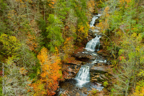 Waterfall in the autumn forest. Amazing colors of fall. Kent Falls State Park. Connecticut