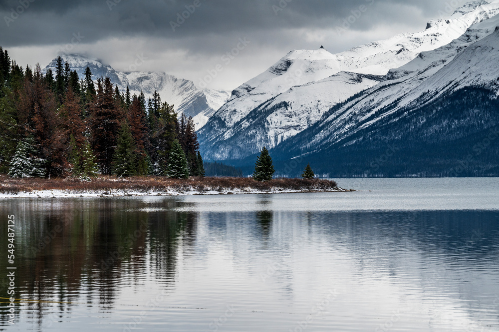 Emerald Lake panorama view in winter. Canadian Rockies, British Columbia, Canada.