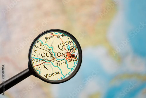 map under magnifying glass - Houston