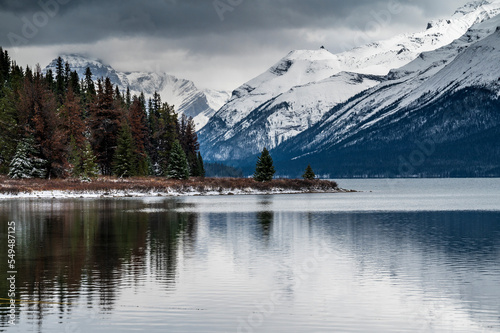 Emerald Lake panorama view in winter. Canadian Rockies, British Columbia, Canada.