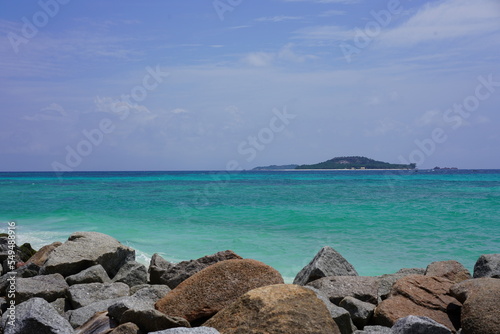 sea, beach, water, ocean, coast, rocks, landscape, sky, summer, island, nature, sand, stone, waves, blue, wave, coastline, horizon, seascape, travel, clouds, bay, vacation, tropical