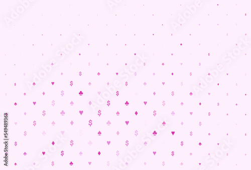 Light pink vector background with cards signs.