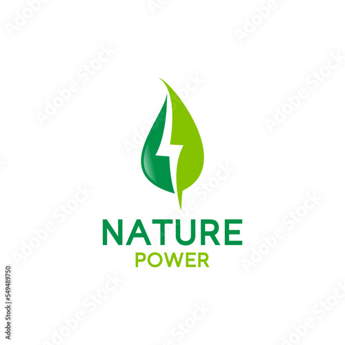Green Power Nature Leaf Logo Design Template. vector