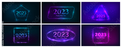 2023 Happy New Year neon background