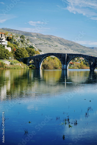 View at Arslanagica Bridge of Trebinje and Trebisnjica river, Bosnia and Herzegovina