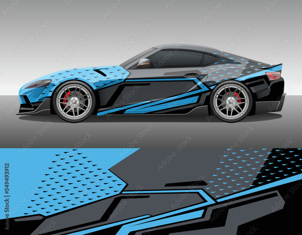 Obraz premium Car wrap vinyl racing decal ornament. Abstract geometric sport background design print template. Vector illustration.