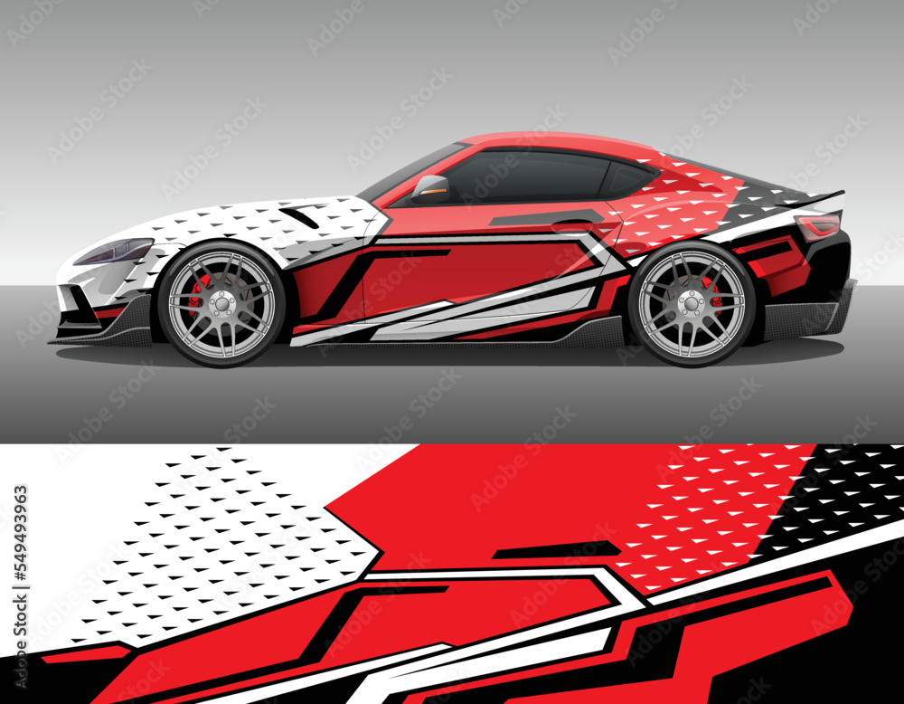 Car wrap vinyl racing decal ornament. Abstract geometric sport background design print template. Vector illustration.
