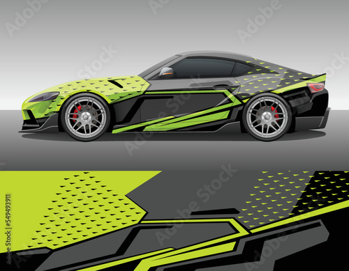 Car wrap vinyl racing decal ornament. Abstract geometric sport background design print template. Vector illustration.