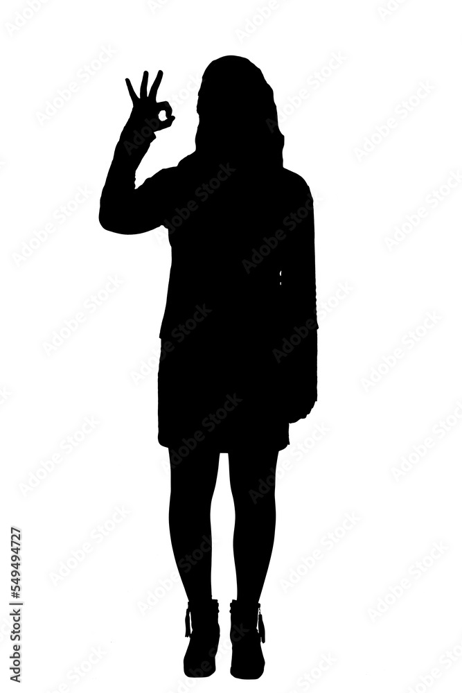 silhouette of a  Woman with good sign