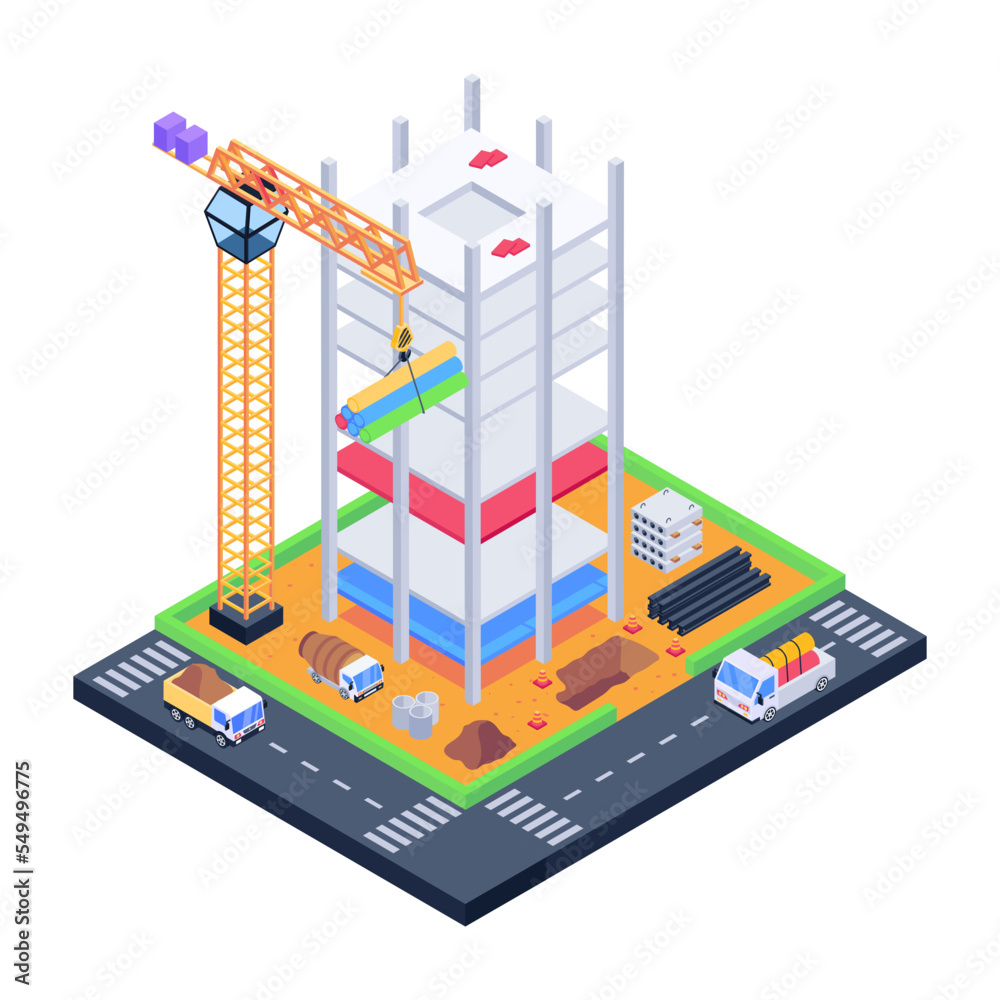 Obraz premium Download this amazing isometric illustration of construction building 