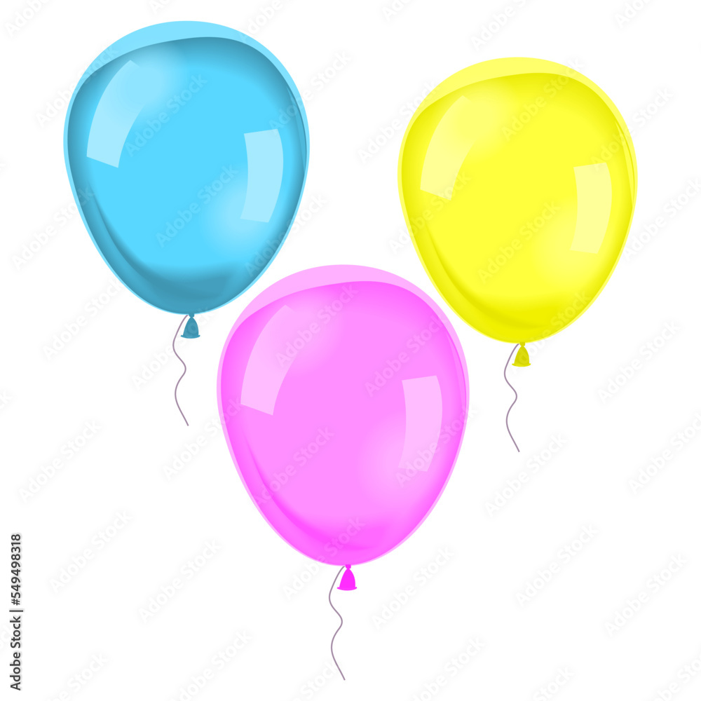 Color flying balloons isolated on a white background Color flying balloons isolated on a white background