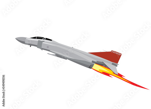 Afterburner. The supersonic fighter gains altitude. Vector image for prints, poster and illustrations. photo