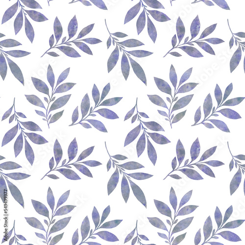 Watercolor, branches seamless pattern. Delicate leaves for wallpaper, print, wrapping paper, textile.