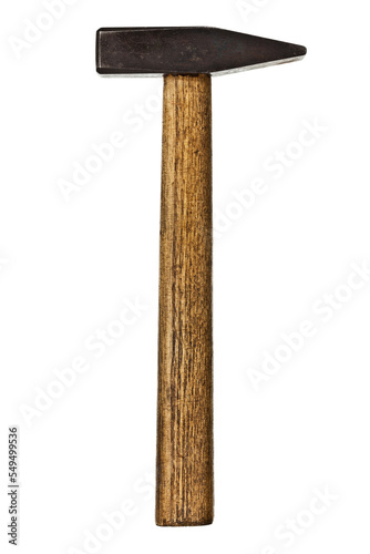 Alter Hammer mit Holzhandgriff, isoliert auf weißem Hintergrund