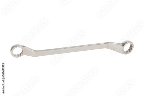 Wrench isolated on white background, hand tool. Chrome spanner. © Maksim
