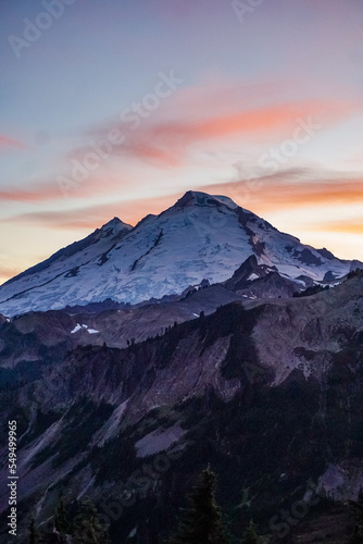 Sunset Behind Mount Baker at Artist Point in Washington