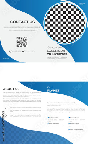 	
Corporate  business bifold brochure template design.