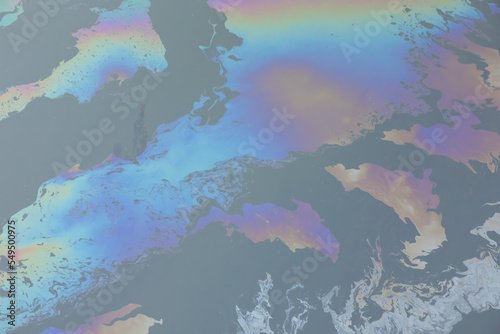 Oil film on sea water, environmental disaster  