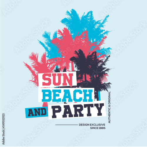 sun beach party color art design t-shirt