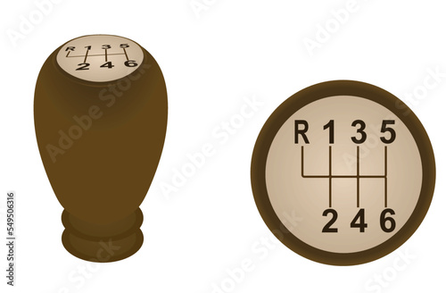 Six speed gearstick. vector illustration