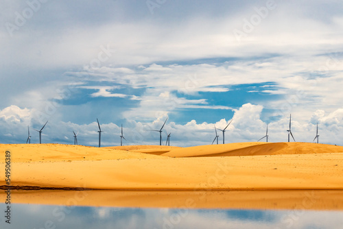 Wind turbines in the desert photo
